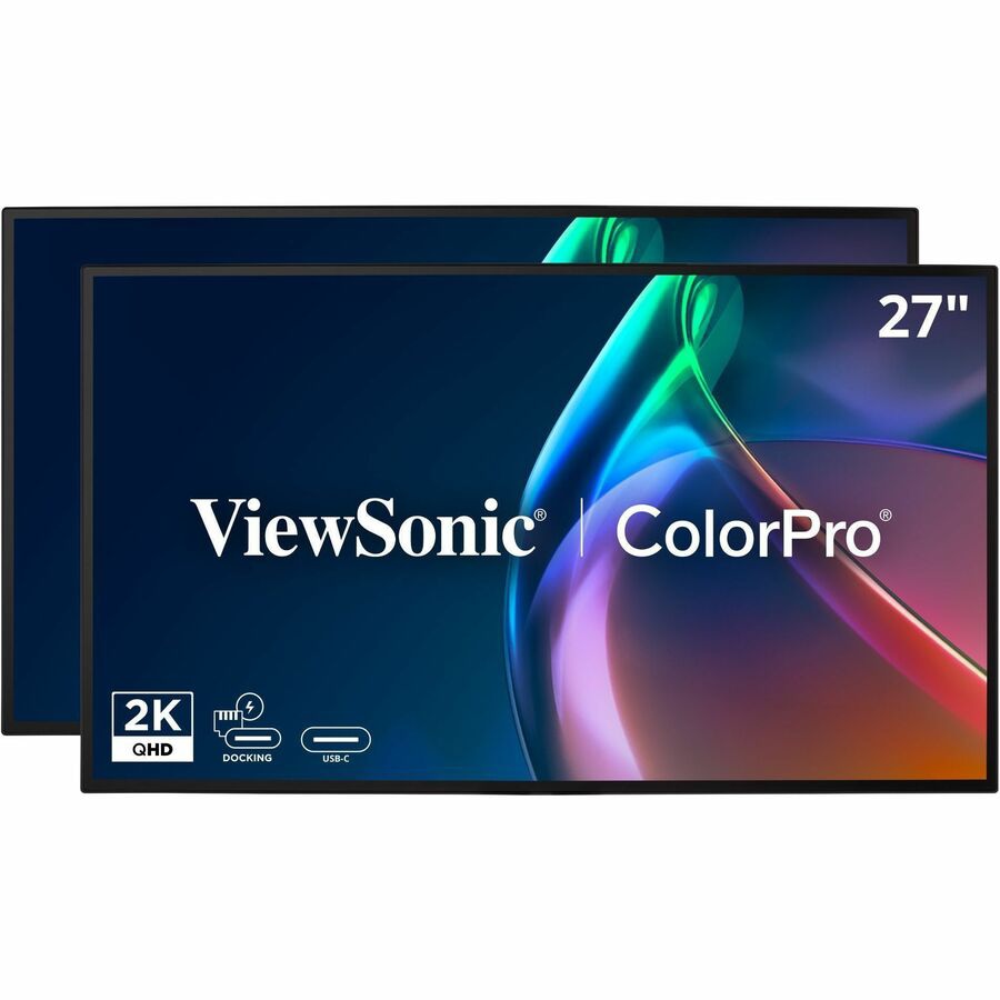 ViewSonic VP2768A_H2 27 Inch 1440p Dual Pack ColorPro Docking Monitors, Pan