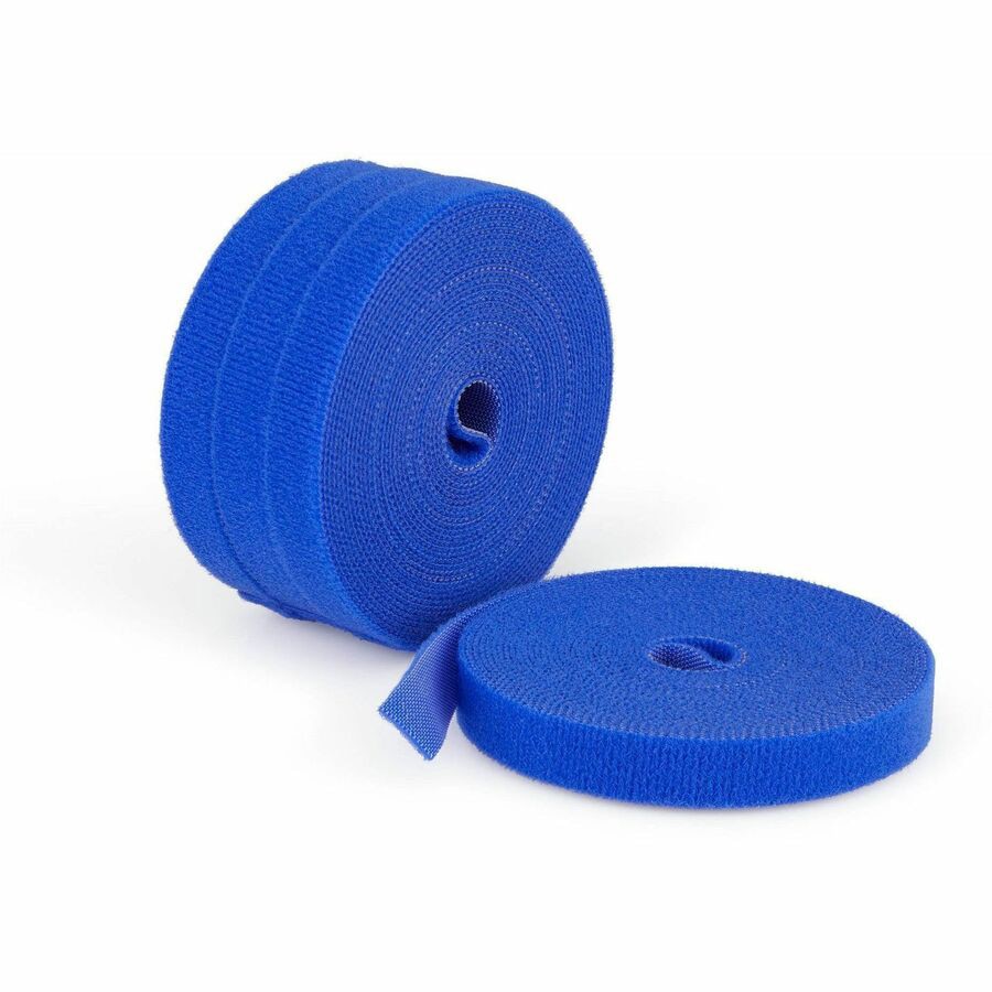 StarTech 4-pack 15ft (4.6m) Hook and Loop Roll, 0.5in Wide, Blue, Cut-to-Si
