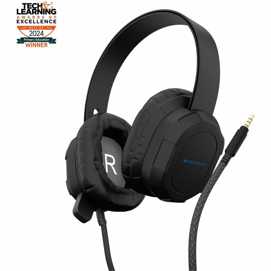 MAXCases Extreme Headset w/braided cable and built-in microphone w/3.5mm co