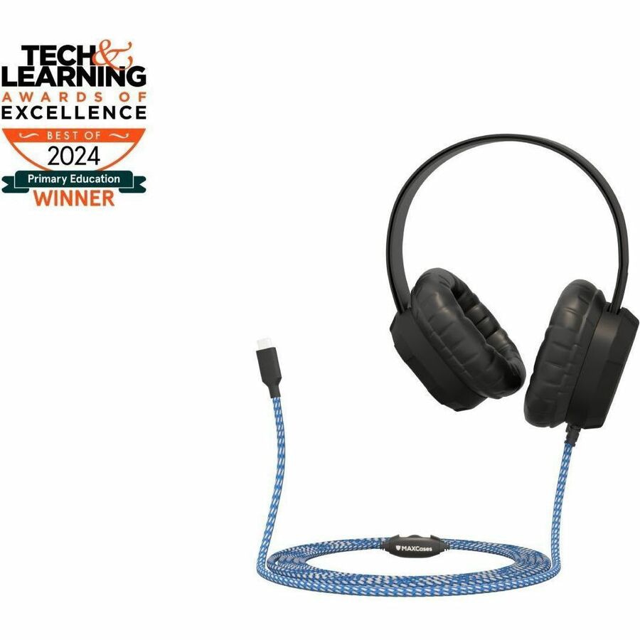 MAXCases Extreme Headset w/braided cable, inline volume control and built-i