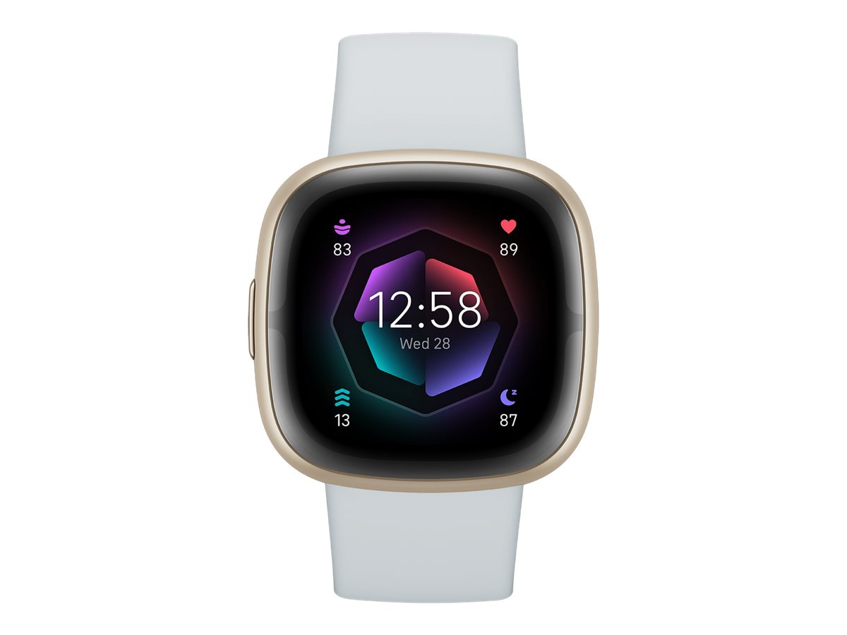 Fitbit Sense 2 - soft gold aluminum - smart watch with infinity band - blue