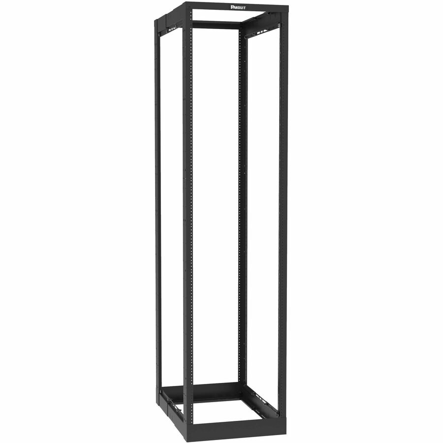 Panduit 4-Post Rack, Adjustable Depth, 52RU, Cage Nut E-Rails, Black