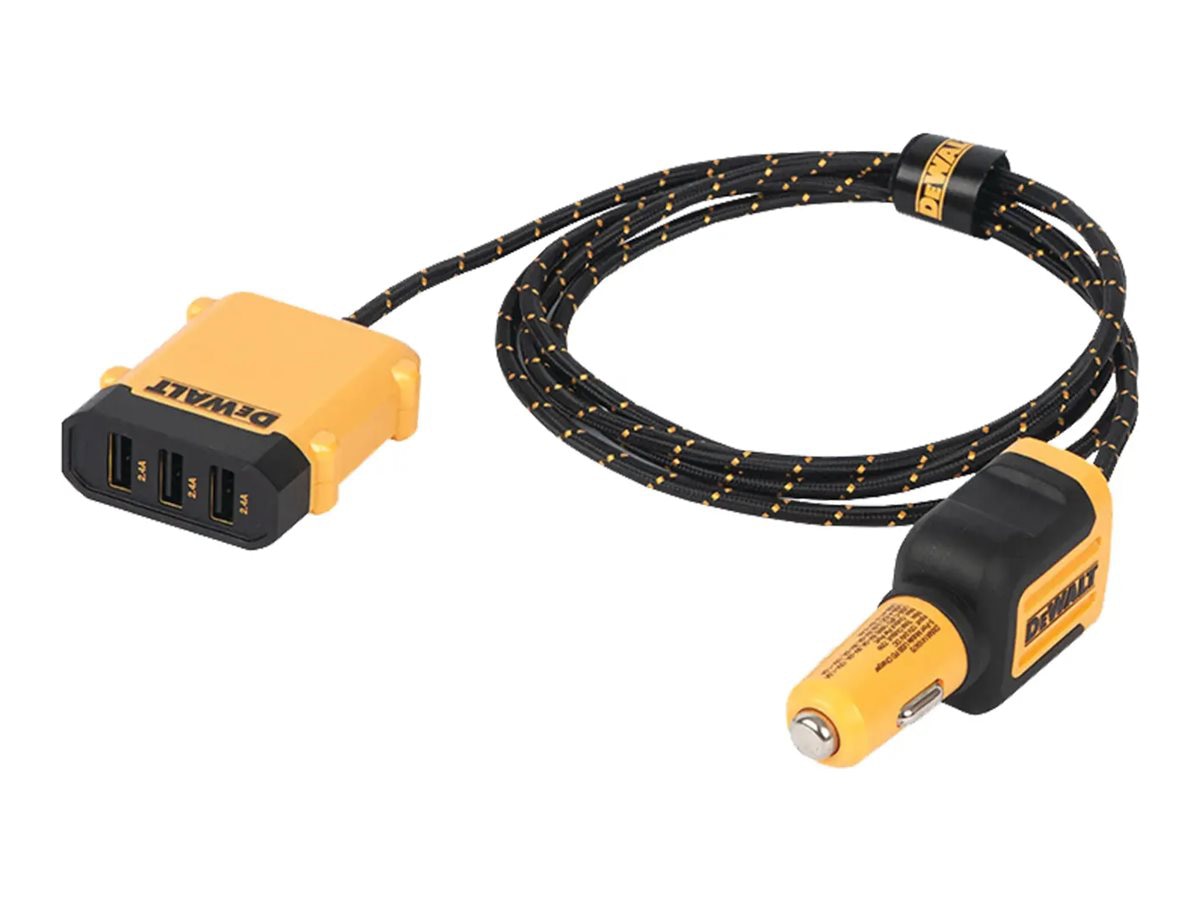 DeWALT car power adapter - reinforced 3-in-1 cable - USB