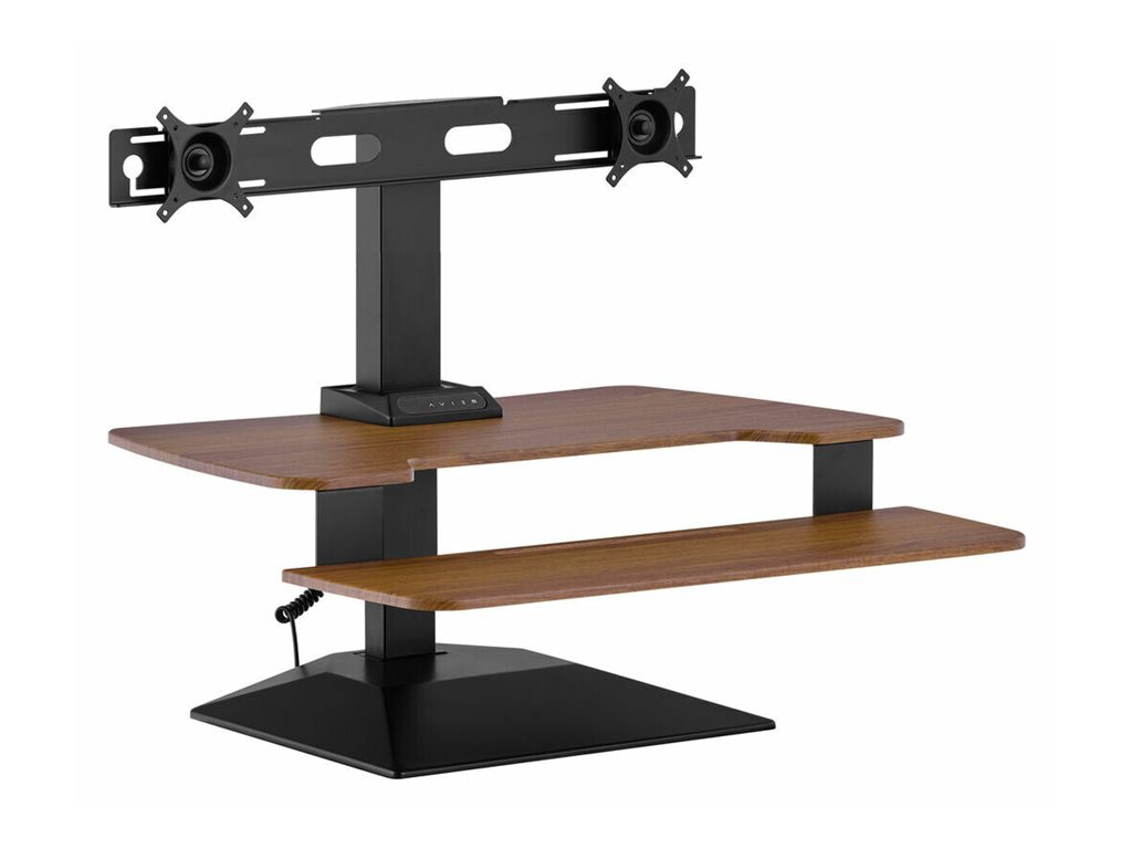 VariDESK Premier mounting kit - for 2 LCD displays - electric - walnut