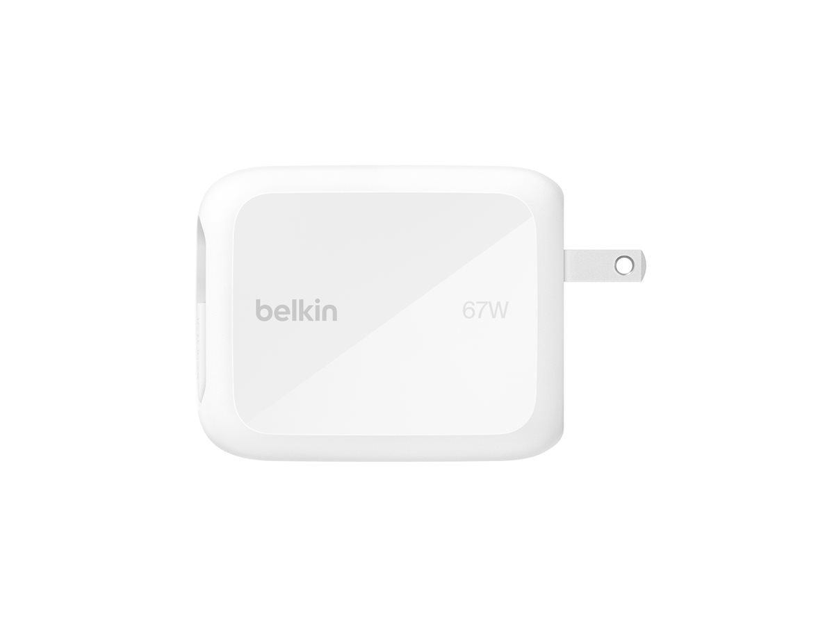 Belkin UltraCharge power adapter - retractable GAN - 2 x USB-C - 67 watt