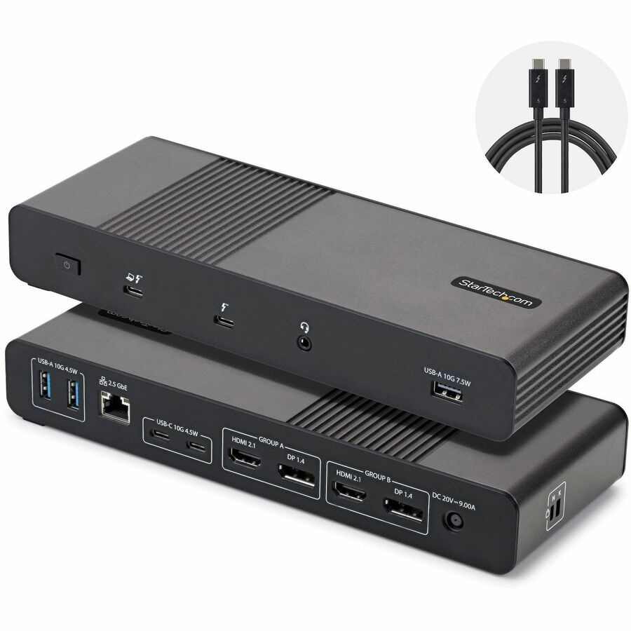 StarTech Thunderbolt 5 Universal Docking Station for Mac & Windows, Quad Mo