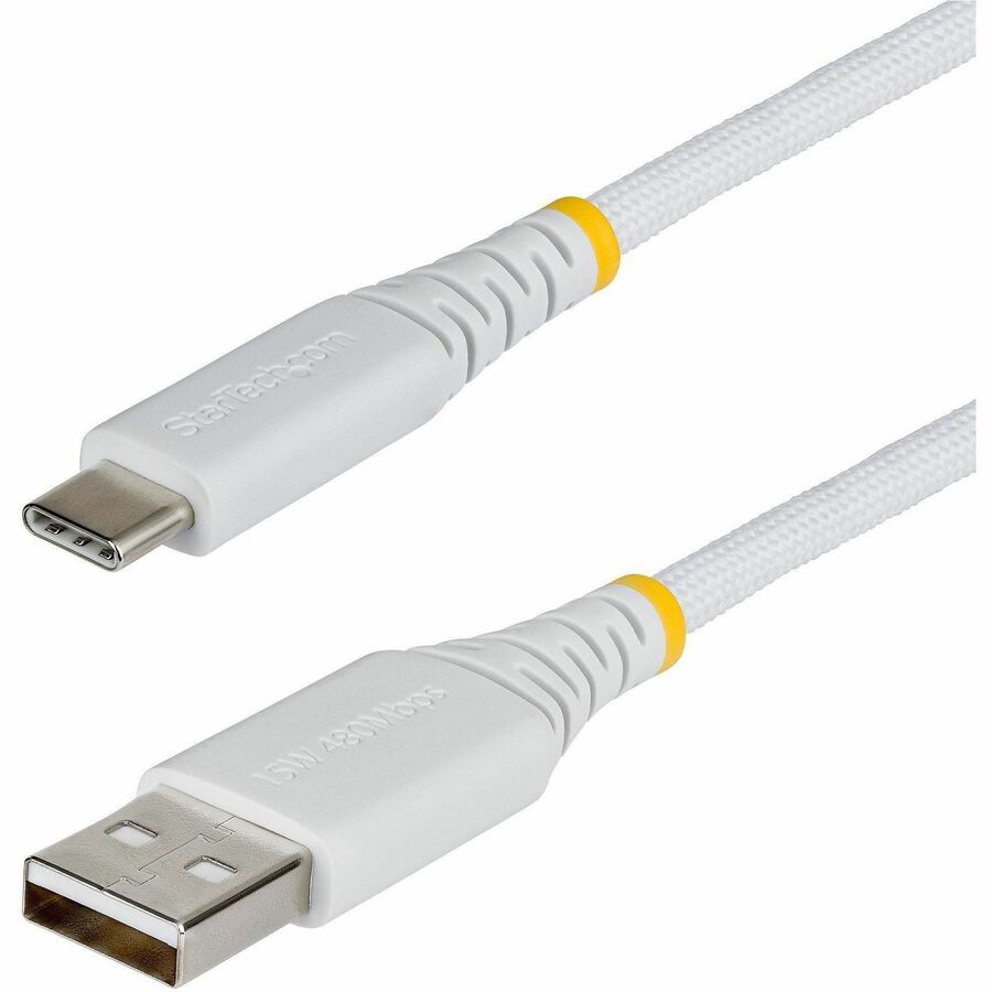 StarTech 6in (15cm) USB-A to USB-C Fast Charging Cable, 15W 3A, Braided Nyl