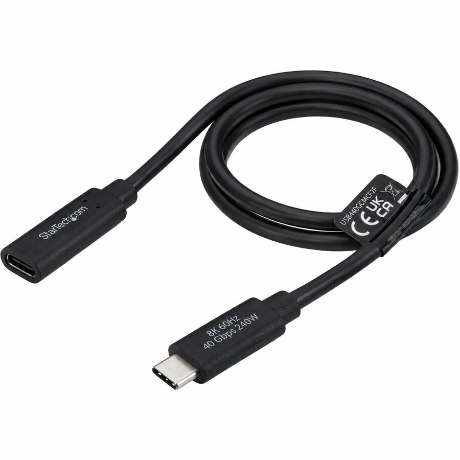 StarTech 2ft (60cm) USB4 Extension Cable, 40Gbps, 240W, 8K 60Hz/4K 240Hz, U