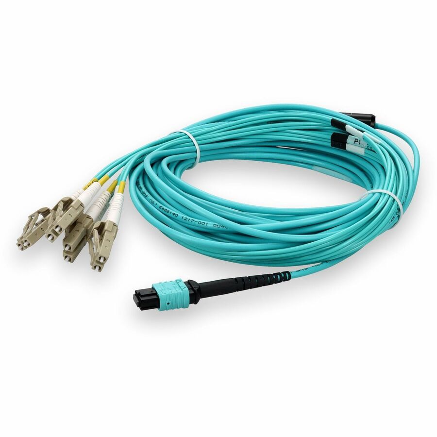 Proline 20m MPO/UPC to 4xLC/UPC Duplex Aqua OM4 OFNP (Plenum-Rated) 8-Stran