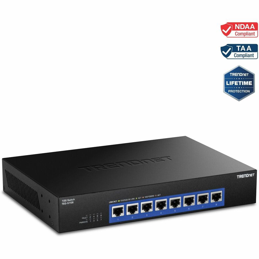 TRENDnet 8-Port 10G Switch, TEG-S708, 8 x 10G RJ-45 Ports, 160Gbps Switchin
