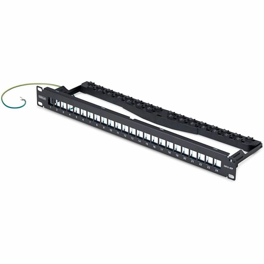 StarTech 24 Port 1U Blank Keystone Patch Panel, Cable Management Bar, Rackm