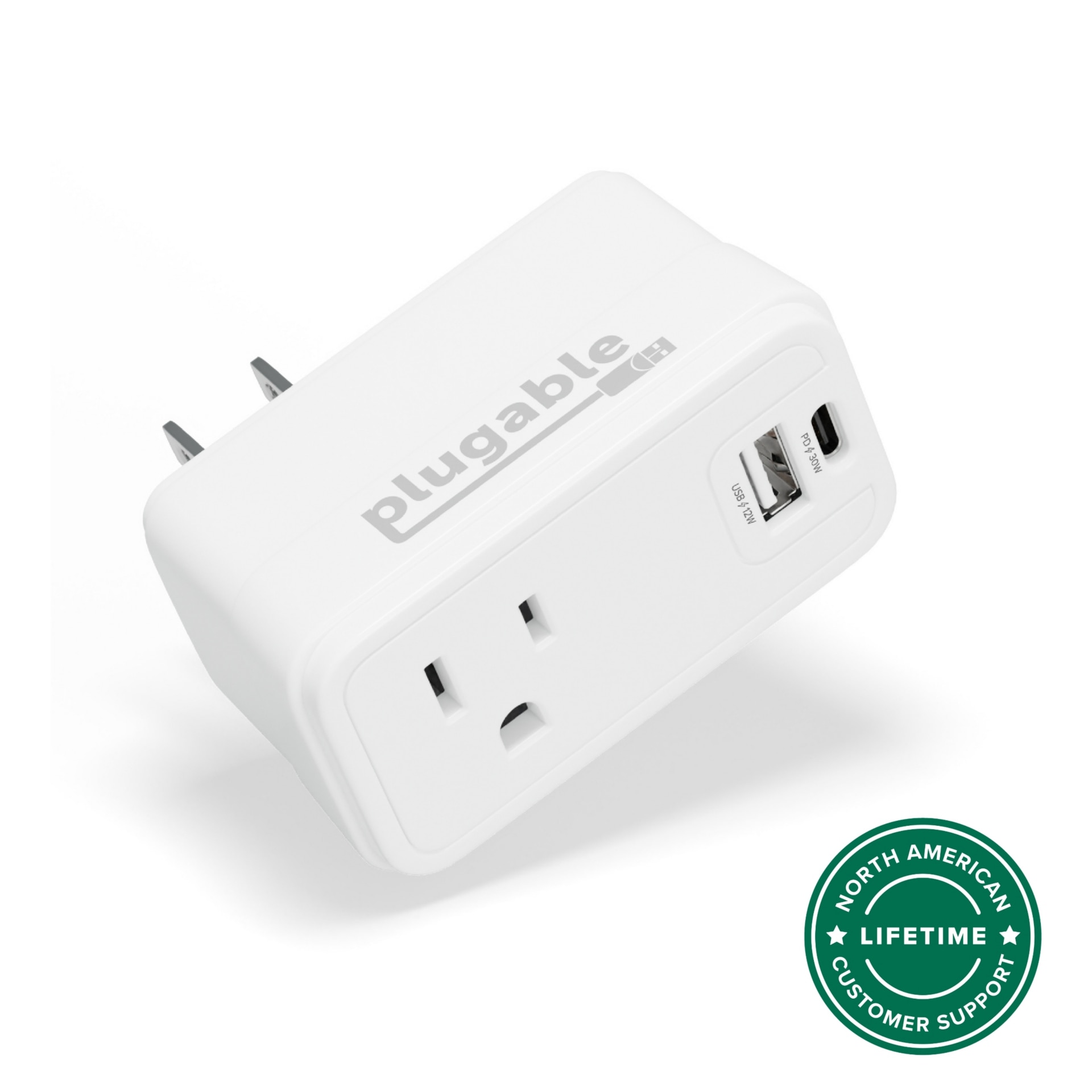 Plugable Wall Outlet Extender with 1x USB-C and 1x USB, 32W USB C Charger B