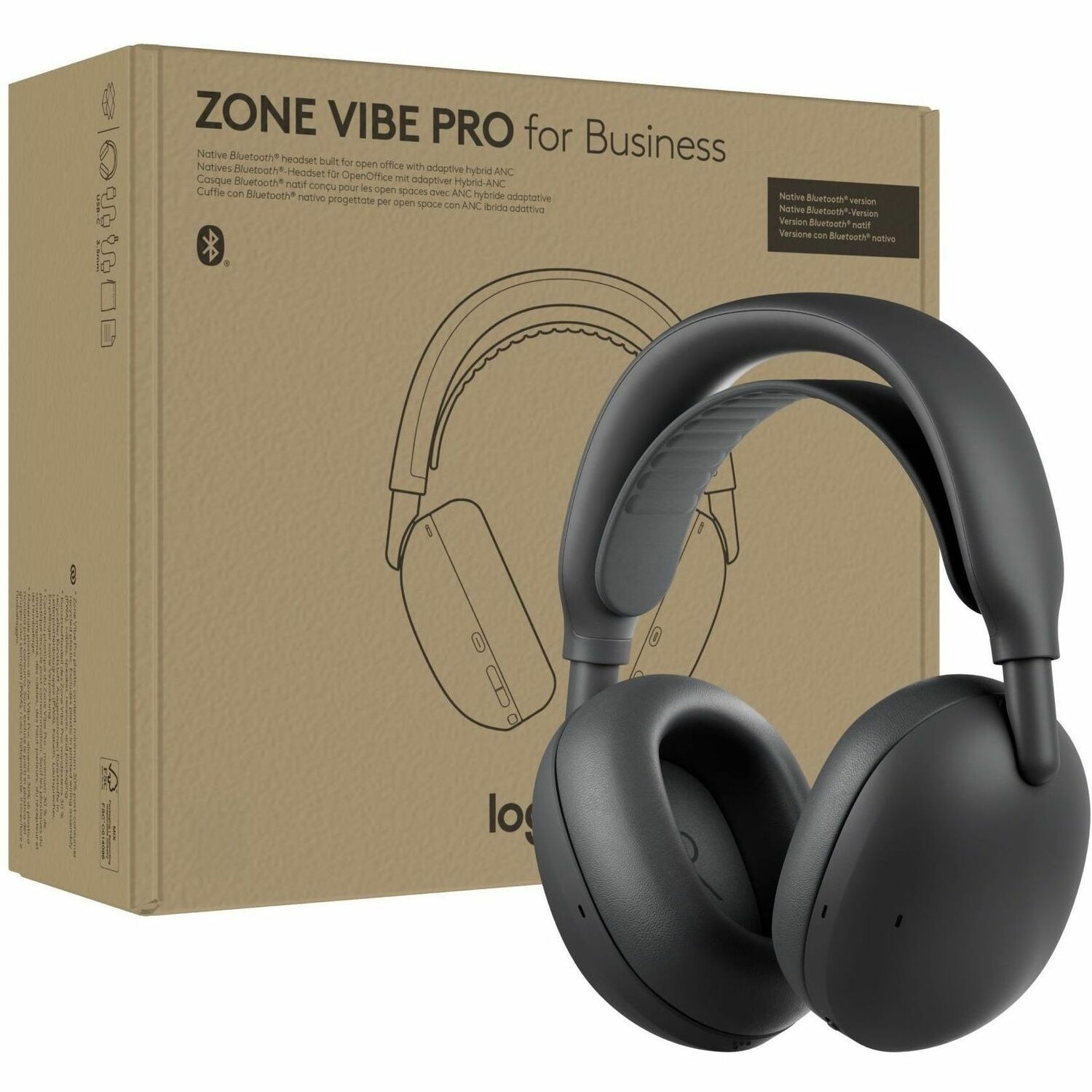 Logitech Zone Vibe Pro for Business Noise-Canceling Wireless Headset, Adapt