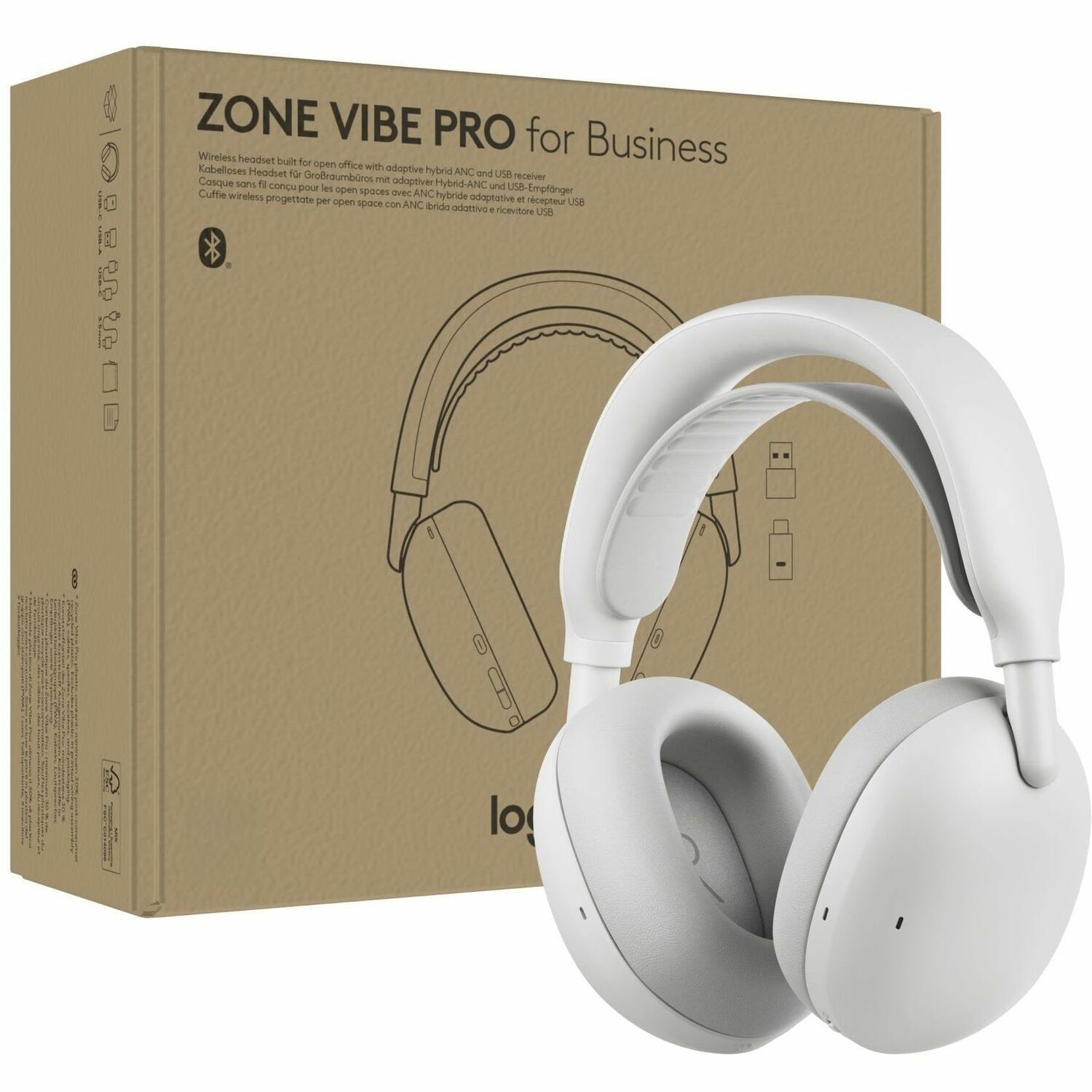 Logitech Zone Vibe Pro for Business Noise-Canceling Wireless Headset, Adapt