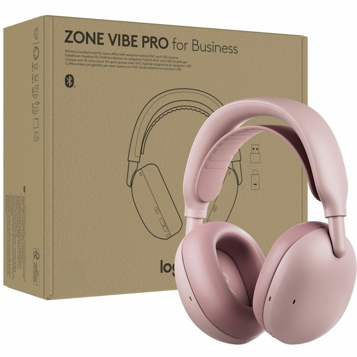 Logitech Zone Vibe Pro for Business Noise-Canceling Wireless Headset, Adapt