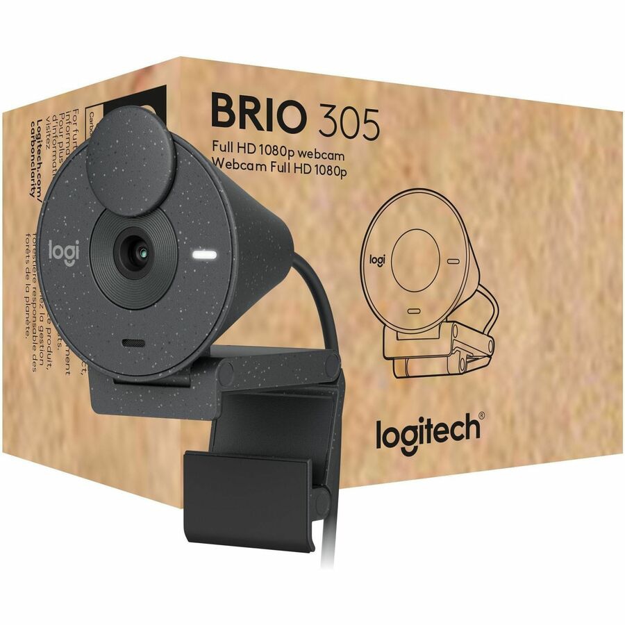 Logitech Brio 305 Full HD 1080P Webcam with Privacy Shutter, Mono Noise Red