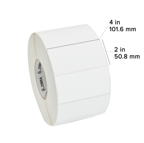 Zebra Label, Paper, 4 x 2in, Thermal Transfer, Z-Perform 2000T, 3 in core