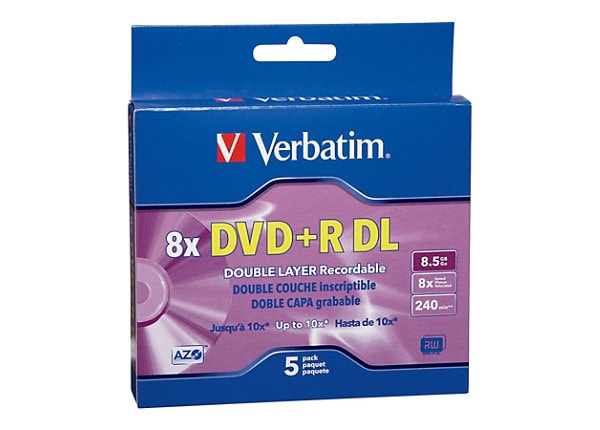 Nominaal partij suspensie Verbatim - DVD+R DL x 5 - 8.5 GB - storage media - 95311 - -