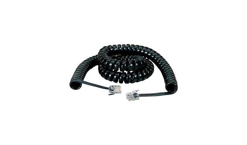 Black Box 25' Modular Coiled Handset Cords Headset Cable, Black