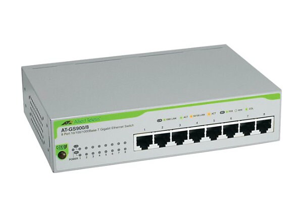 Allied Telesis AT GS900/8 - switch - 8 ports - unmanaged - desktop