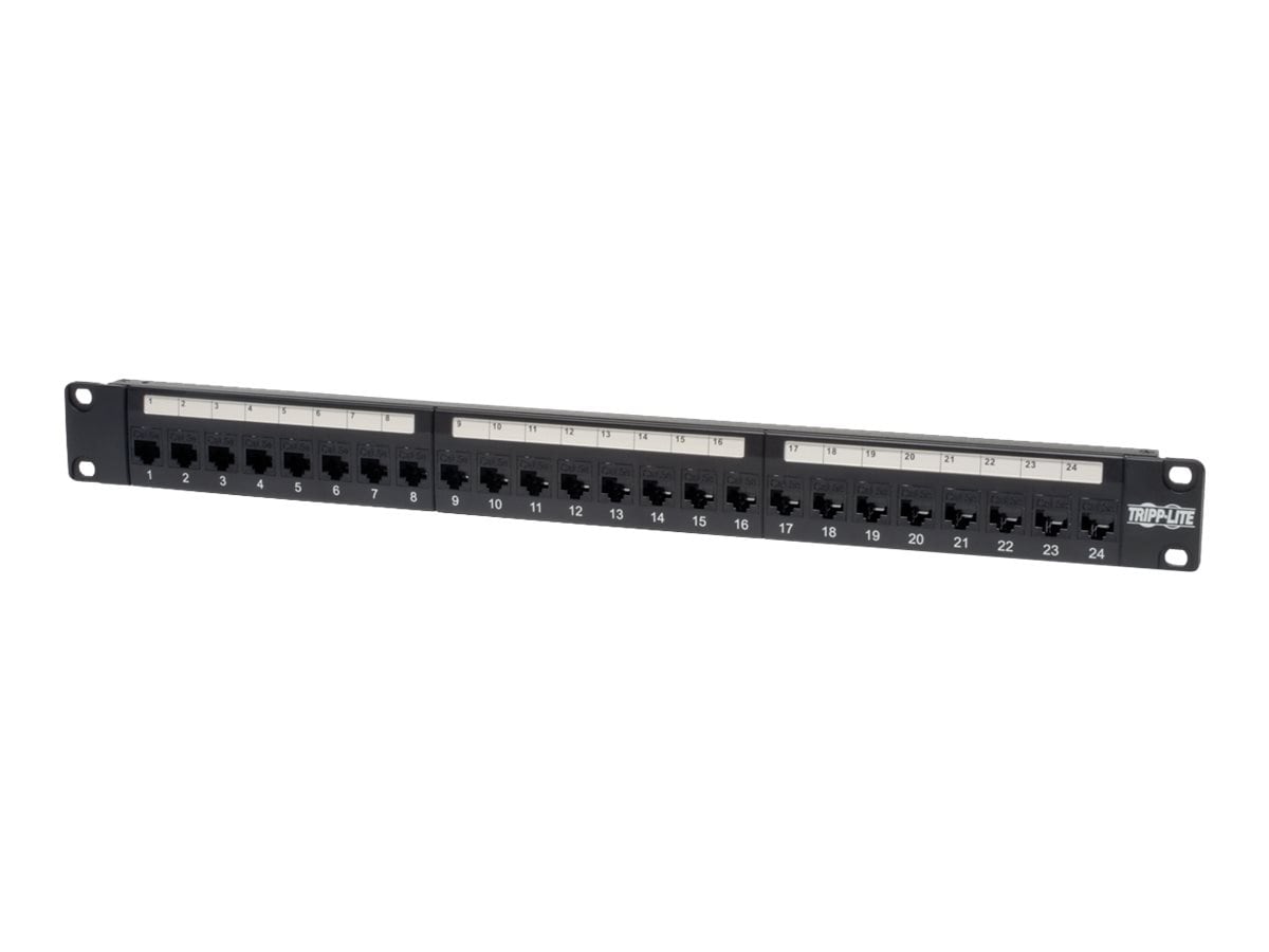 Tripp Lite 24-Port Cat5 Cat5e 1U Rack-Mount Feedthrough Patch Panel TAA