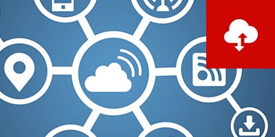 Digital illustration of connected devices in the cloud