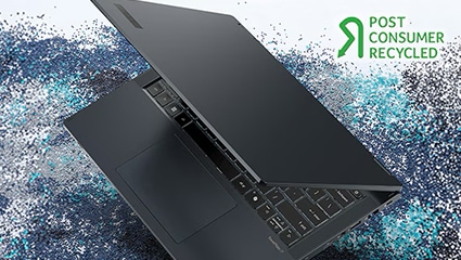 Acer laptop with post consumer recycled logo.