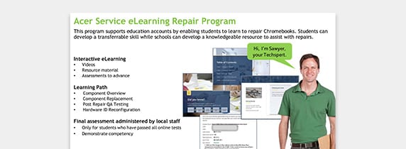 PDF OPENS IN A NEW WINDOW: view Acer Service eLearning Repair Program brochure