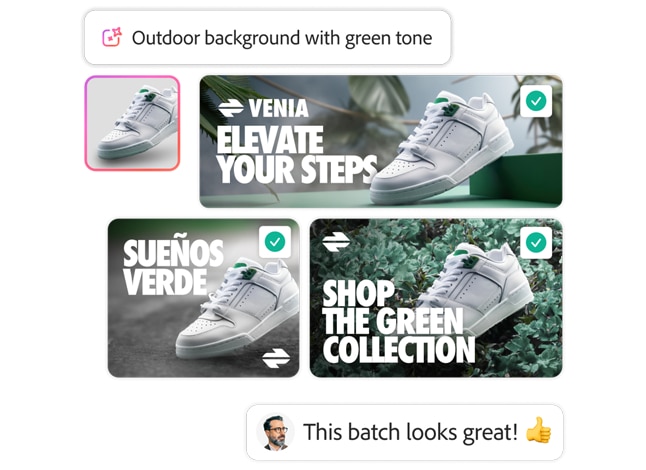 thumbnail graphic featuring AI generated ads for a white sneaker for Adobe