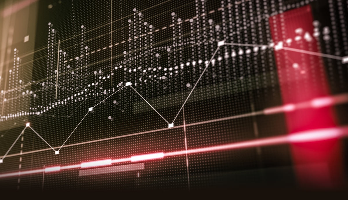 Abstract data visualization showing interconnected financial metrics, performance indicators and analytical charts used to measure technology investments.
