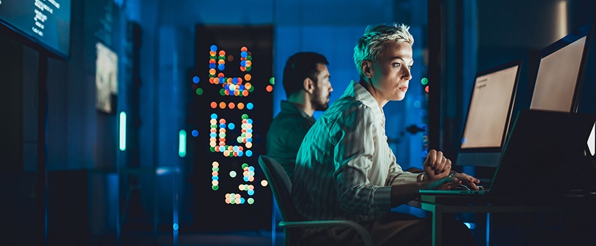 image of IT employees working on AI security tasks