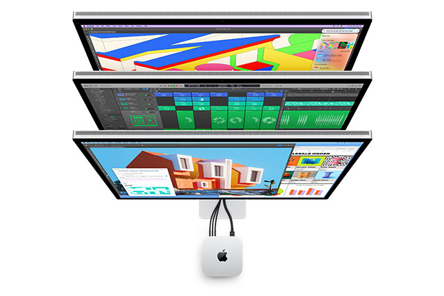 Mac Mini connected to displays