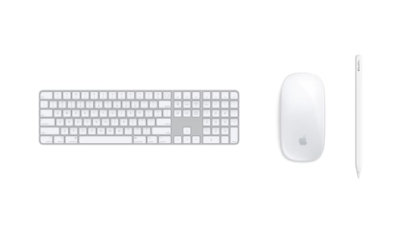 Apple keyboard, Magic Mouse and Apple Pen.