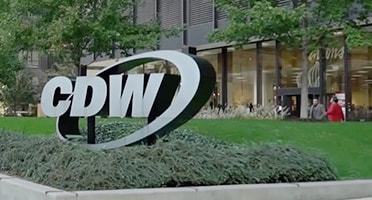 The CDW sign outside the CDW office in downtown Chicago