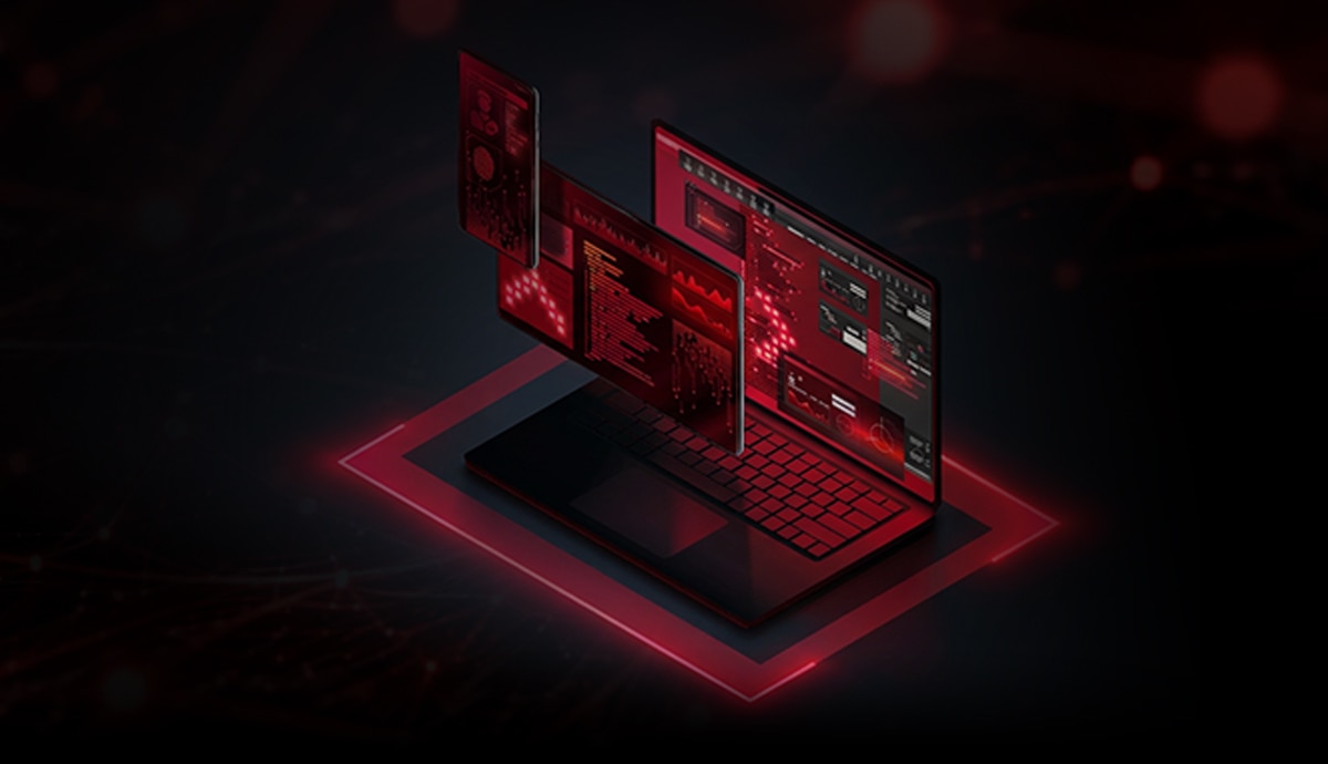 abstract technology banner image featuring an AI-powered laptop