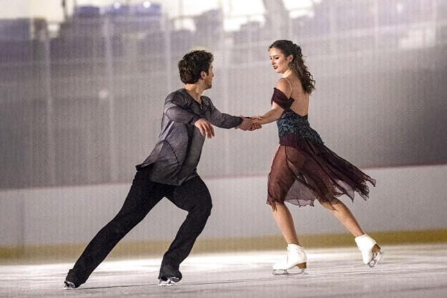 Olympic figure skating couple on the ice