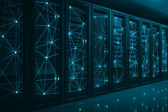 Data center with abstract connections.