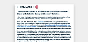OPEN NEW TAB: Read more about how Commvault Gartner 2020 Peer Insights Choice