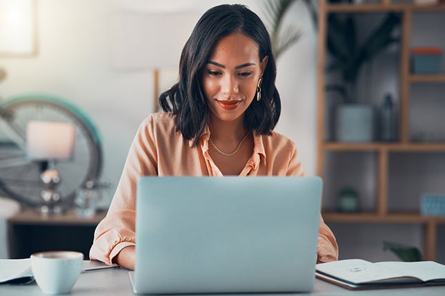 Woman working on laptop