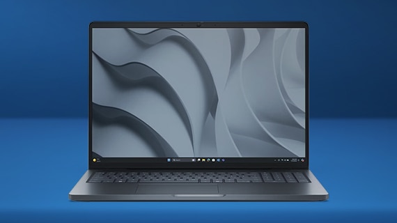 AMD laptop in a dark blue space.