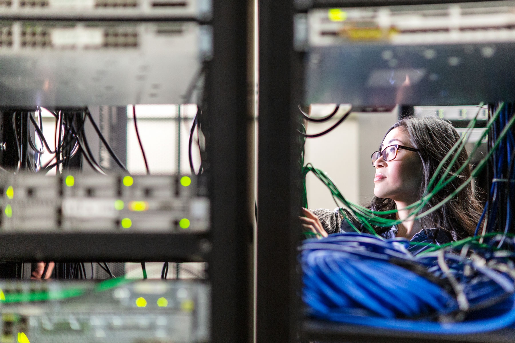 Women working in a data centre.