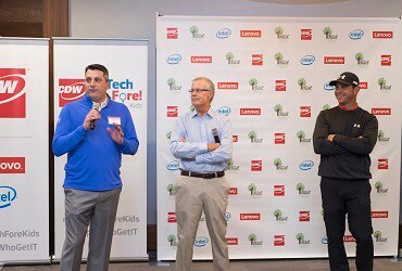 Matthew Troka, Mark Rolfing and Gary Woodland at CDW Tech Fore! launch