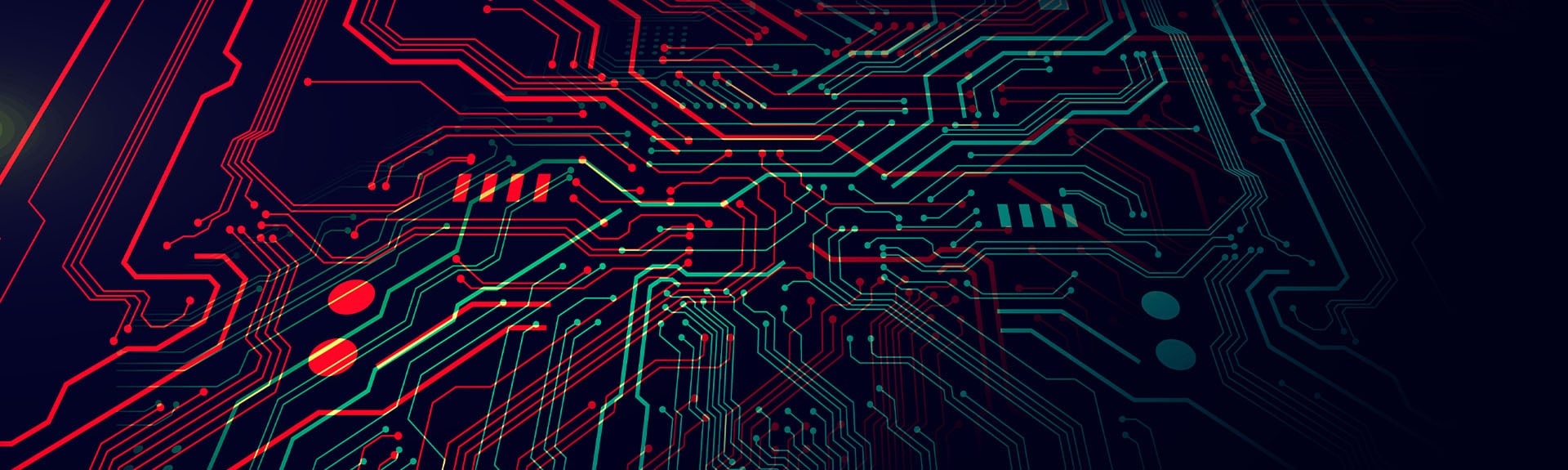 Abstract graphic of circuit boards and networking.