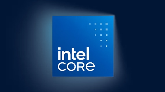 Intel core logo on dark blue.