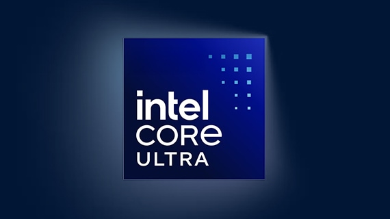 Intel core ultra on dark blue.
