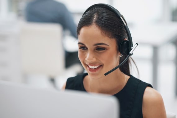 Customer service woman with headset.