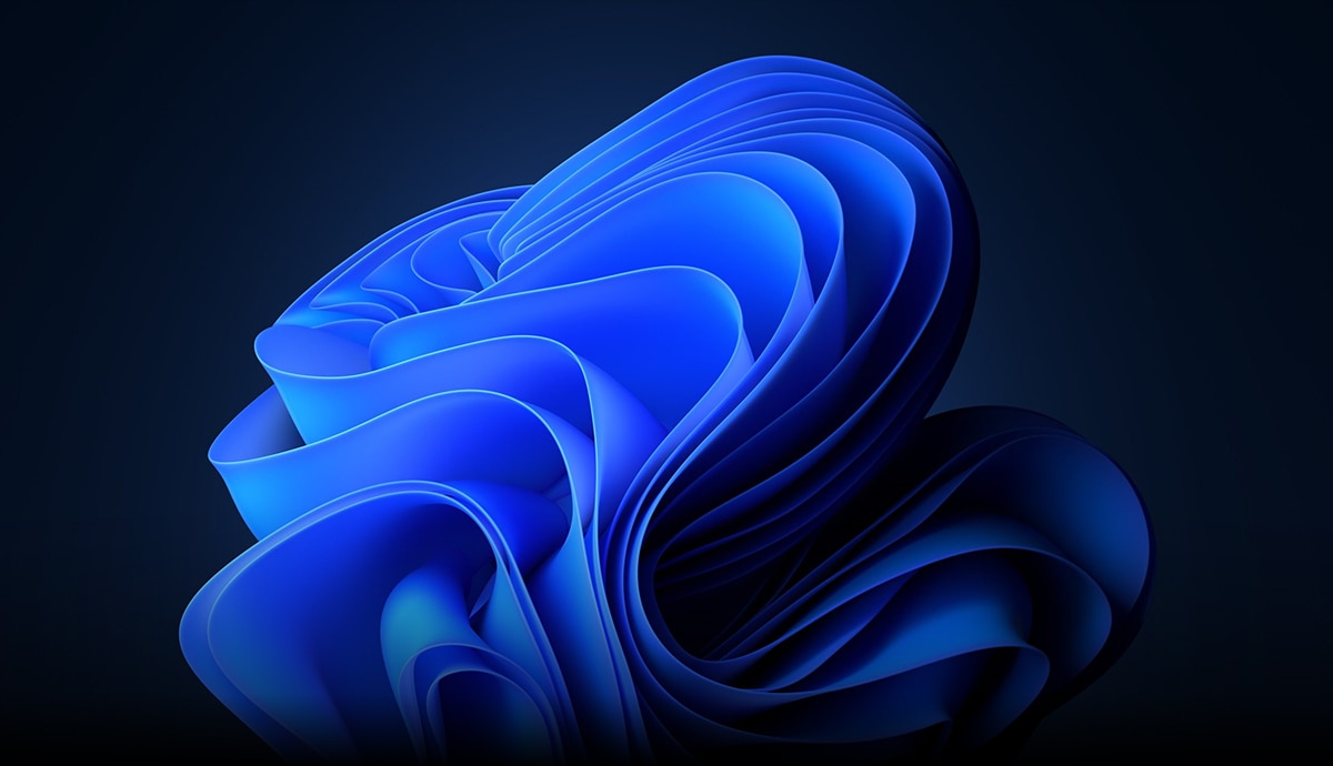 Hero banner image featuring an abstract blue ribbon graphic for Microsoft