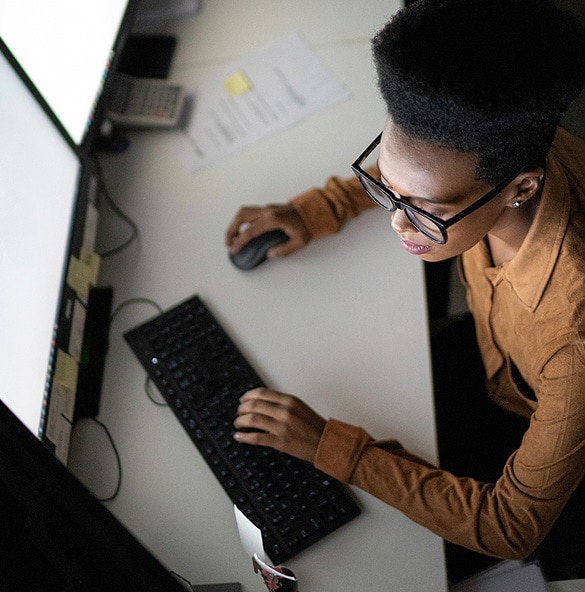 Image of a person looking at a computer screen..