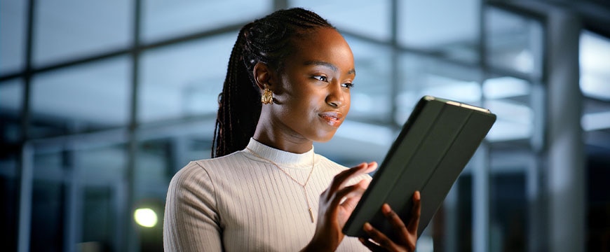 Person using tablet at work