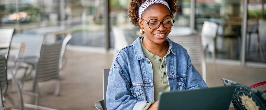 Student studying on campus